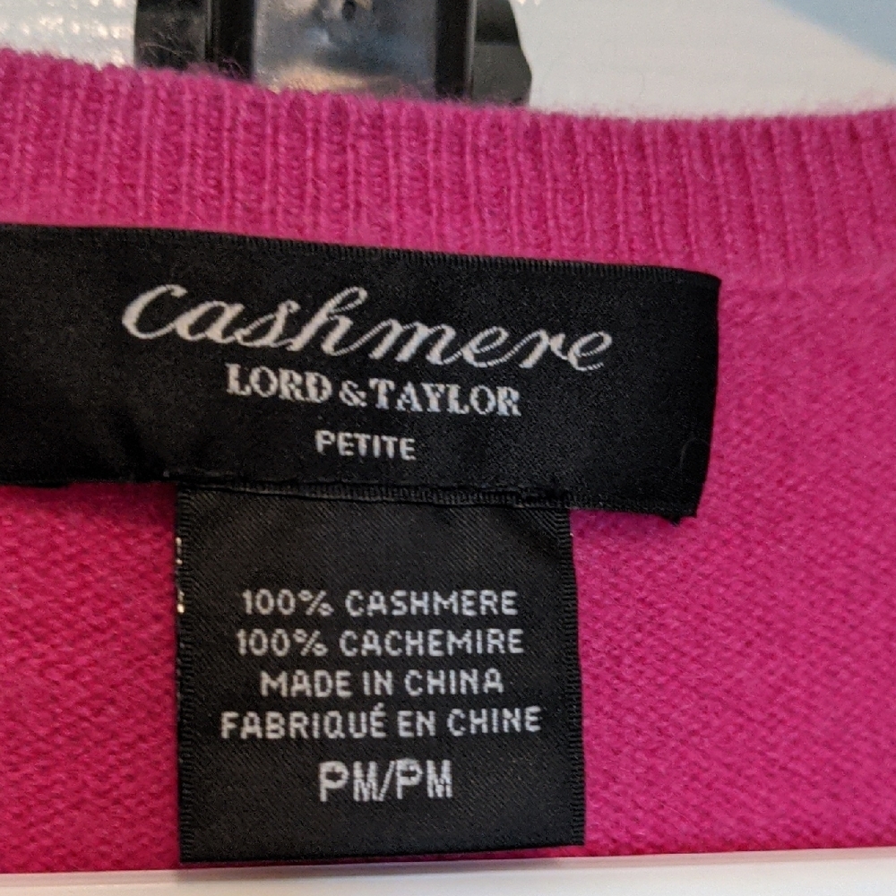Lord & Taylor. Cashmere Sweater Vest, Fuchsia, Petite M - Picture 2 of 7